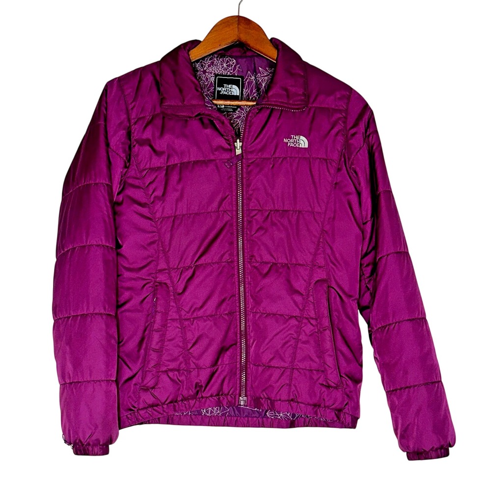 The North Face Women Jacket Purple Insulated Quilted Full Zip Petite size Small